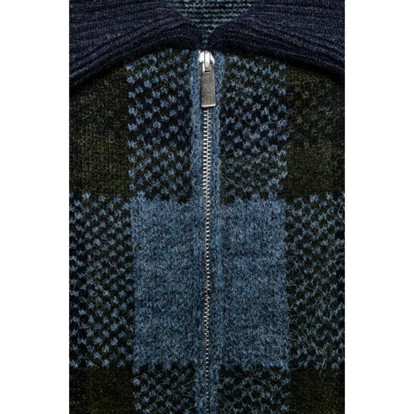 ZARA PLAID KNIT BOMBER JACKET - Picture 5 of 5